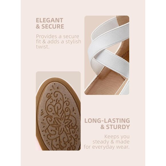 Dream Pairs Women White Faux Suede Flats Comfortable Elastic Ankle Straps Shoes - Picture 4 of 8